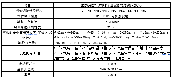 SCGW-60JT（交通標(biāo)準(zhǔn)）聲測(cè)管鋼管彎曲試驗(yàn)機(jī)
